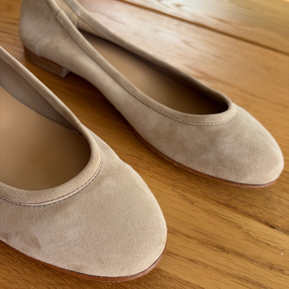 Suede Ballet Ballerina Flats Taupe Beige Sz 8 - Picture 2 of 8